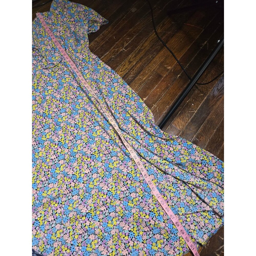 ASOS Design Curve Pink Floral Maxi-Dress V-neck size 18 - Picture 9 of 12
